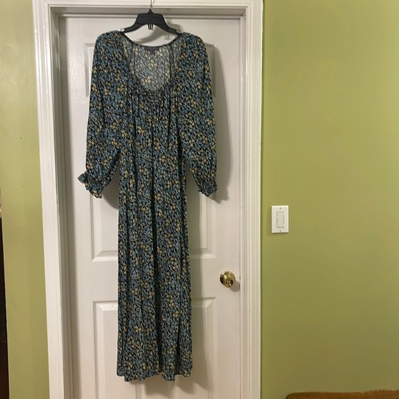 Primark - calico print maxi dress - country, gathered, bow - size 12 - Picture 1 of 5
